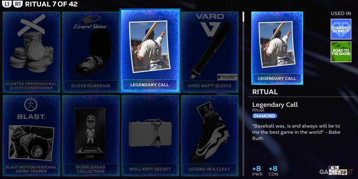 MLB The Show 23 Ritual Inventory Selection