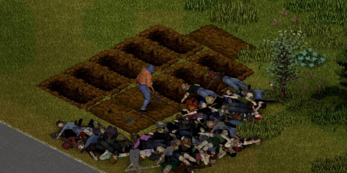 Jogador enterrando zumbis