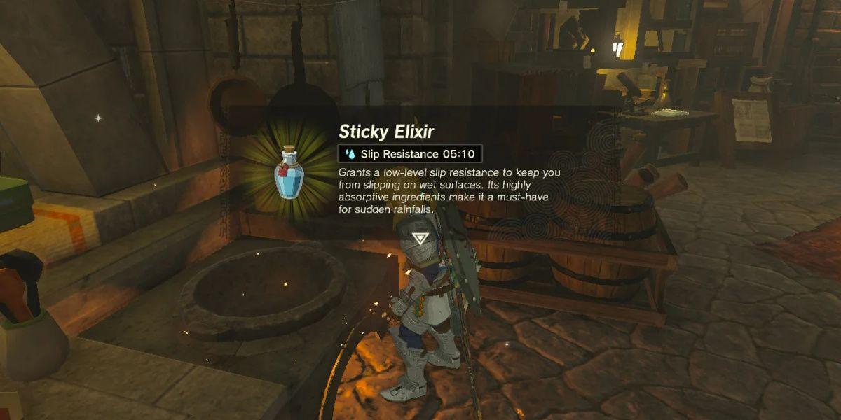 Link cria um Sticky Elixir em Tears of the Kingdom