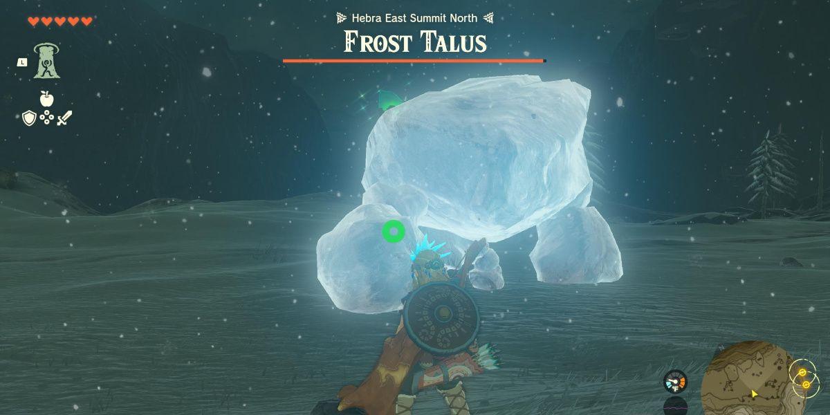 Link enfrenta um Frost Talus em Tears of the Kingdom
