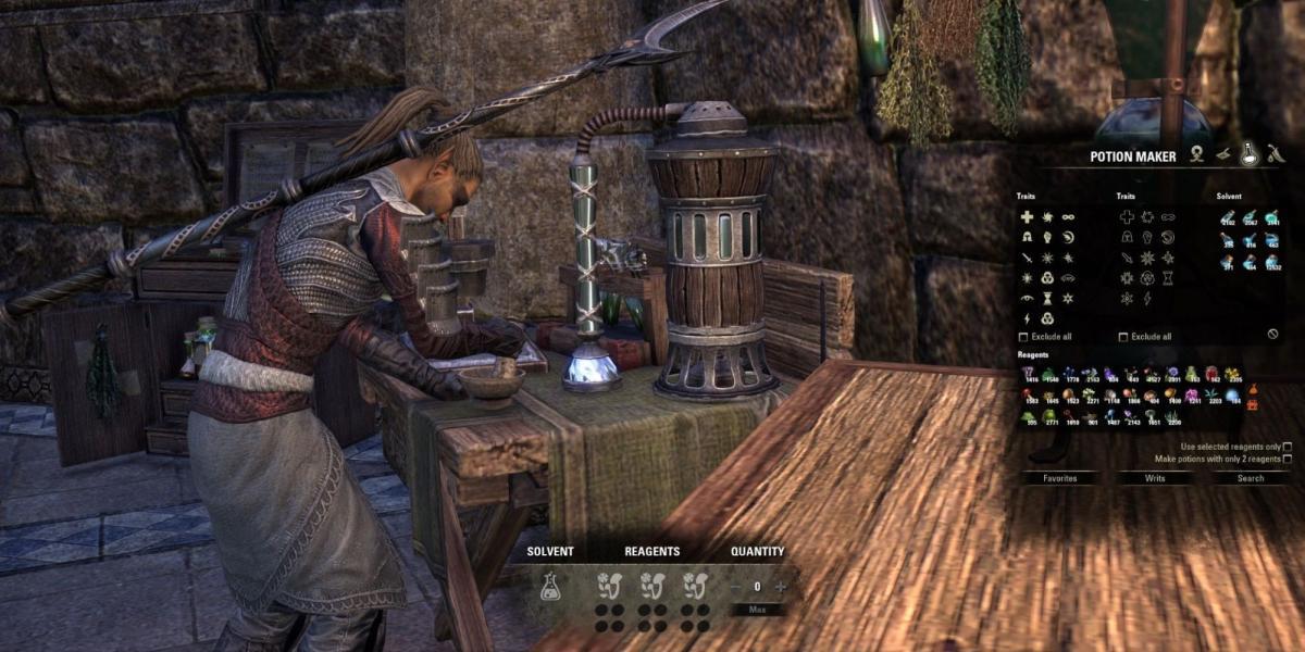 Um jogador fazendo alquimia no Elder Scrolls Online