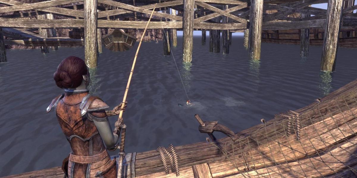 Um jogador pescando no Elder Scrolls Online