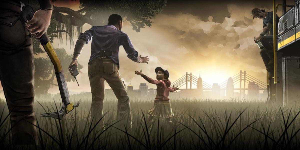 Arte promocional com personagens de The Walking Dead, uma série da Telltale Games