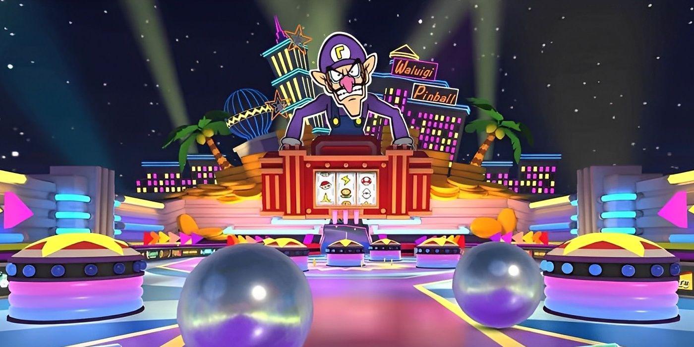 Waluigi Pinball como visto em Mario Kart 8 Deluxe