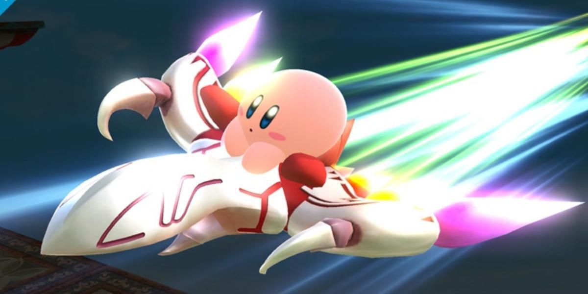 Kirby montando um dragão em Super Smash Bros para Wii U