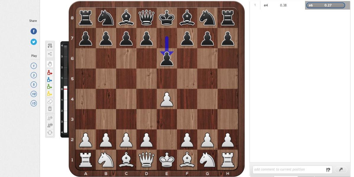 abertura de xadrez de defesa francesa no tabuleiro 2d
