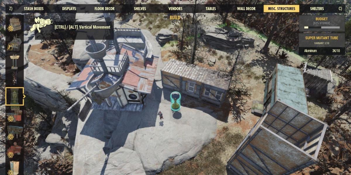 Um jogador constrói seu acampamento em Fallout 76
