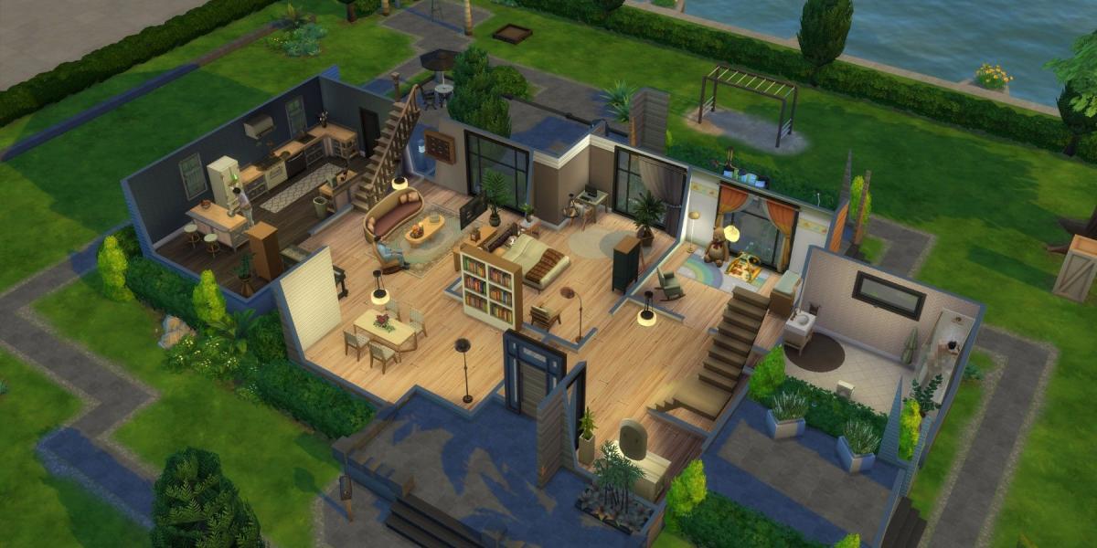 O interior de uma casa em The Sims 4