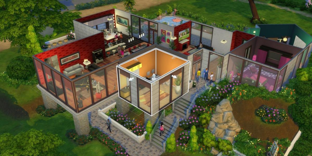 Uma casa com cores diferentes no The Sims 4