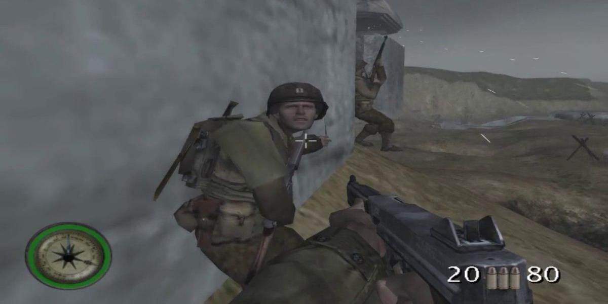 Medal of Honor Frontline PS2 com soldado enquanto invadia a praia