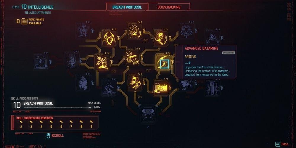 Cyberpunk 2077 Advanced Datamine Descrição no menu do personagem