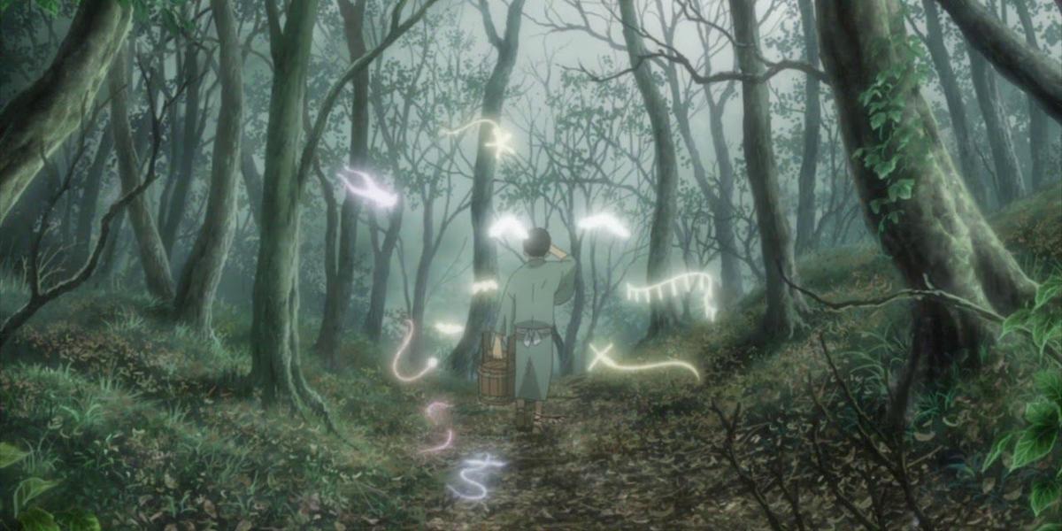 Mushishi Anime Ginko e Mushi na floresta