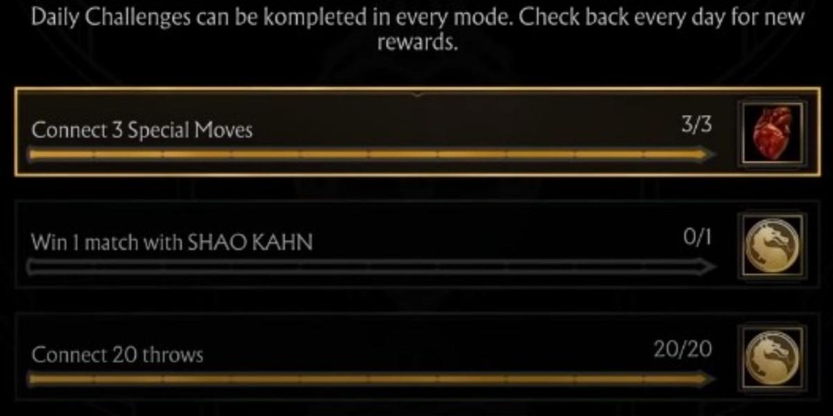 Lista de missões diárias de Mortal Kombat 11