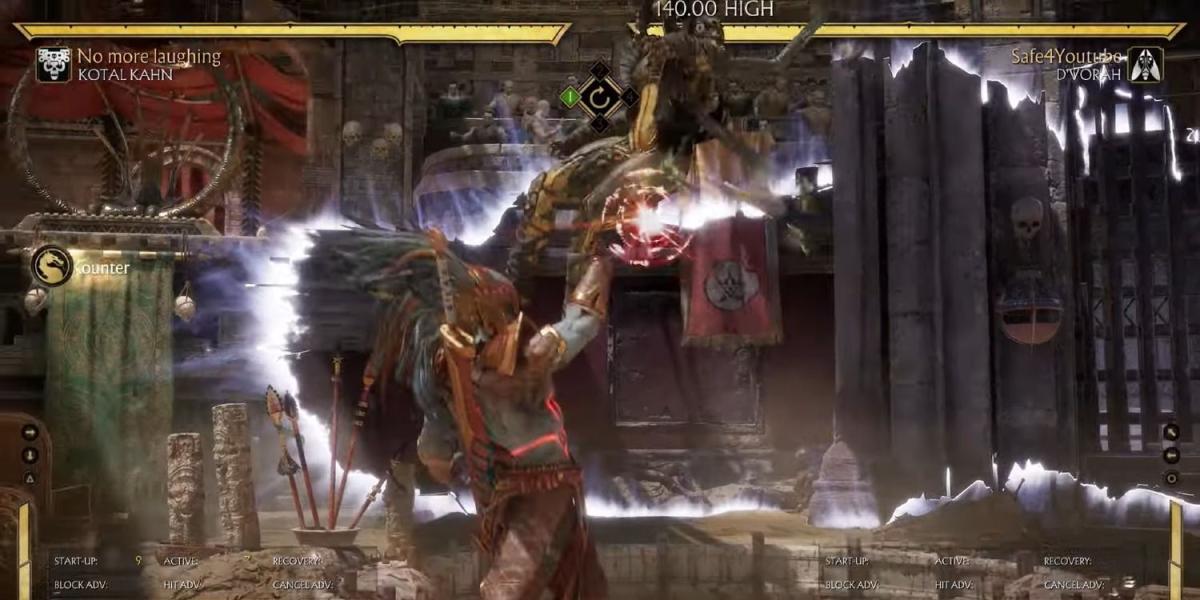 Mortal Kombat 11 fazendo malabarismo com um oponente no ar