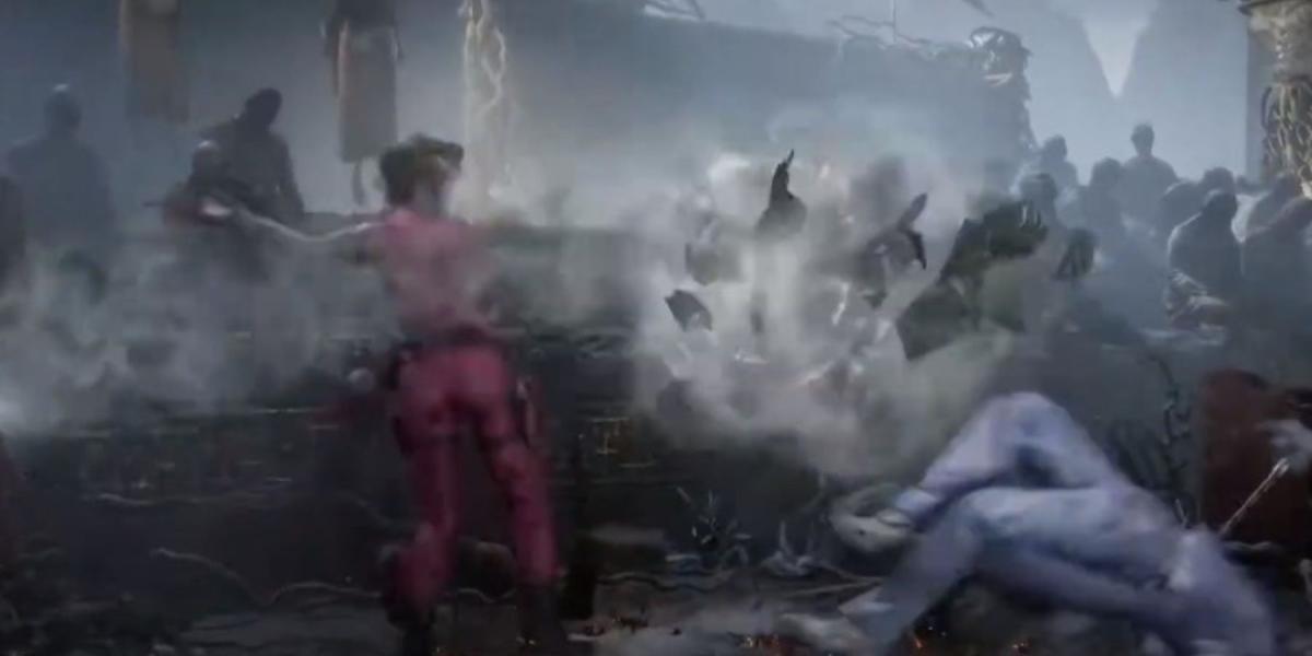 Mortal Kombat 11 Esmagando o Coringa com uma Pedra