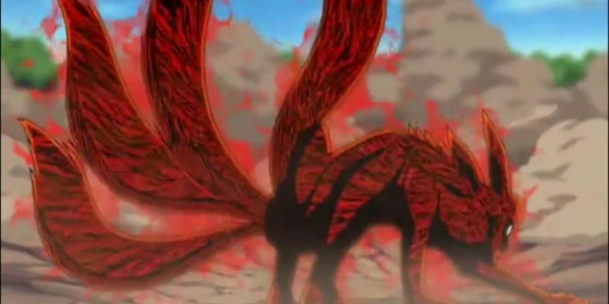 Naruto se transformando em sua luta contra Orochimaru