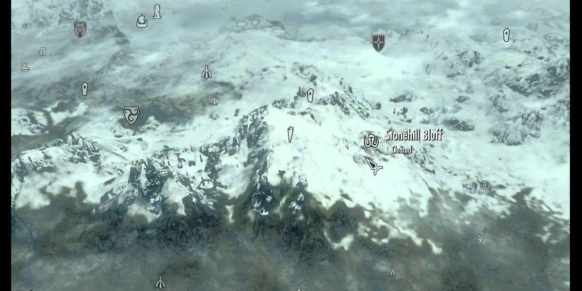 O mapa do jogo de Skyrim
