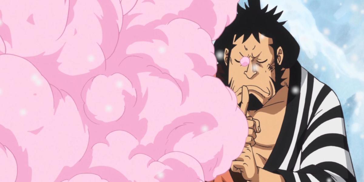 One Piece Kin'emon usando seu poder de Akuma no Mi