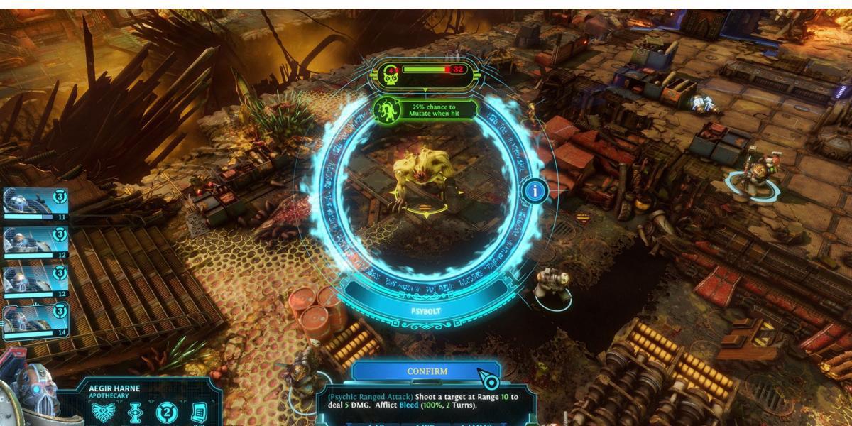 Grandes jogos PvE - Warhammer 40.000 - Chaos Gate - Daemonhunters - O jogador destrói a unidade com um ataque psíquico à distância