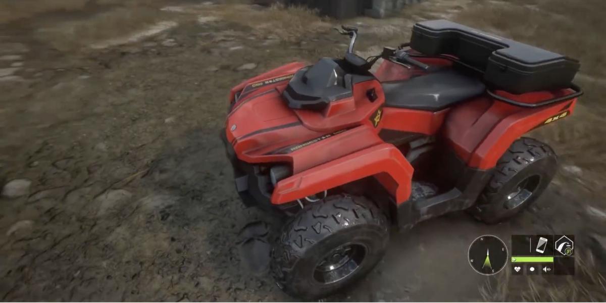 TheHunter - Call of the Wild - Use ATVs para se movimentar - O jogador se prepara para pilotar o Sabre 4x4