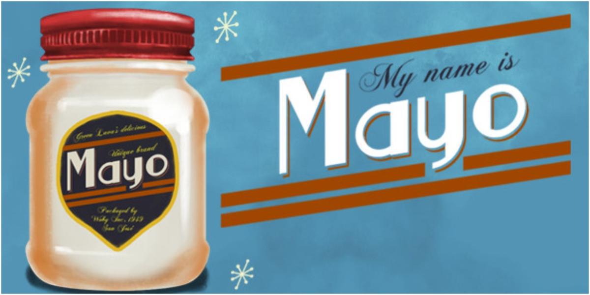 Meu nome é Mayo Arte da capa com pote de maionese