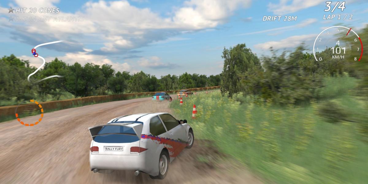 Melhores jogos de corrida para dispositivos móveis - Rally Fury - Extreme Racing - O jogador derrapa na pista de lama