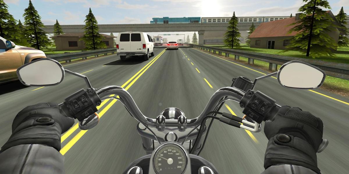Melhores jogos de corrida para dispositivos móveis - Traffic Rider - O jogador passa pelo trânsito sem problemas