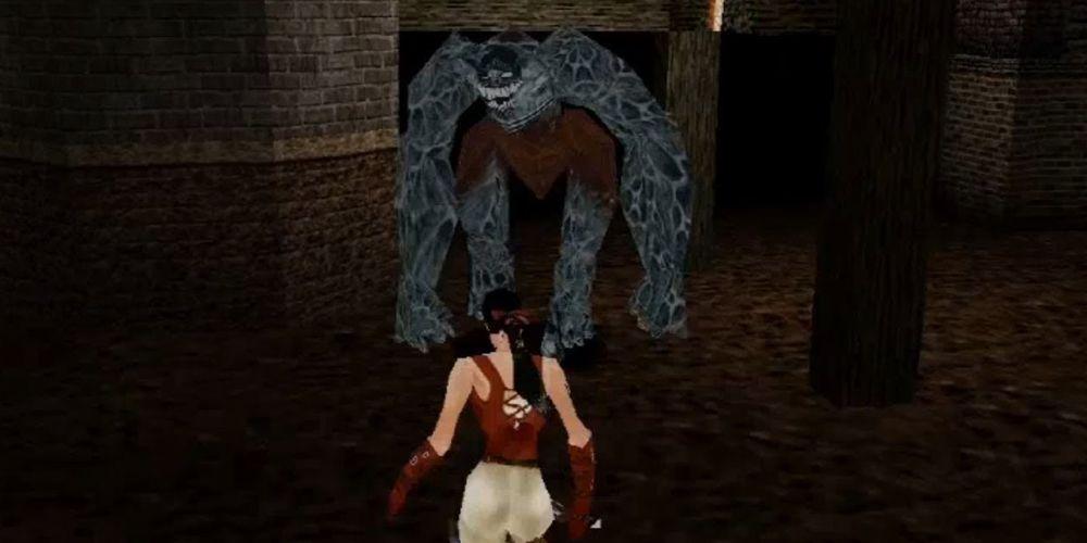 Nightmare Creatures (1997) - protagonista enfrentando um monstro