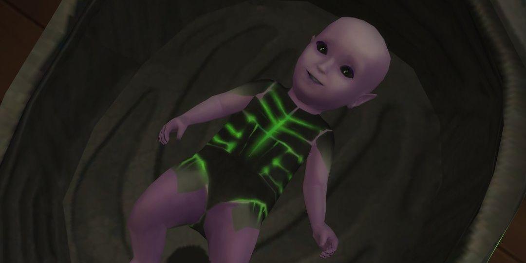 Um bebê alienígena em The Sims 4