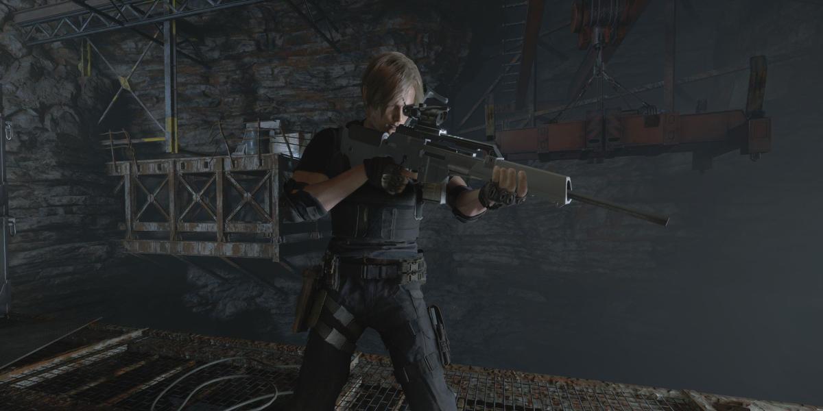 RE4 Remake Leon com rifle cortado