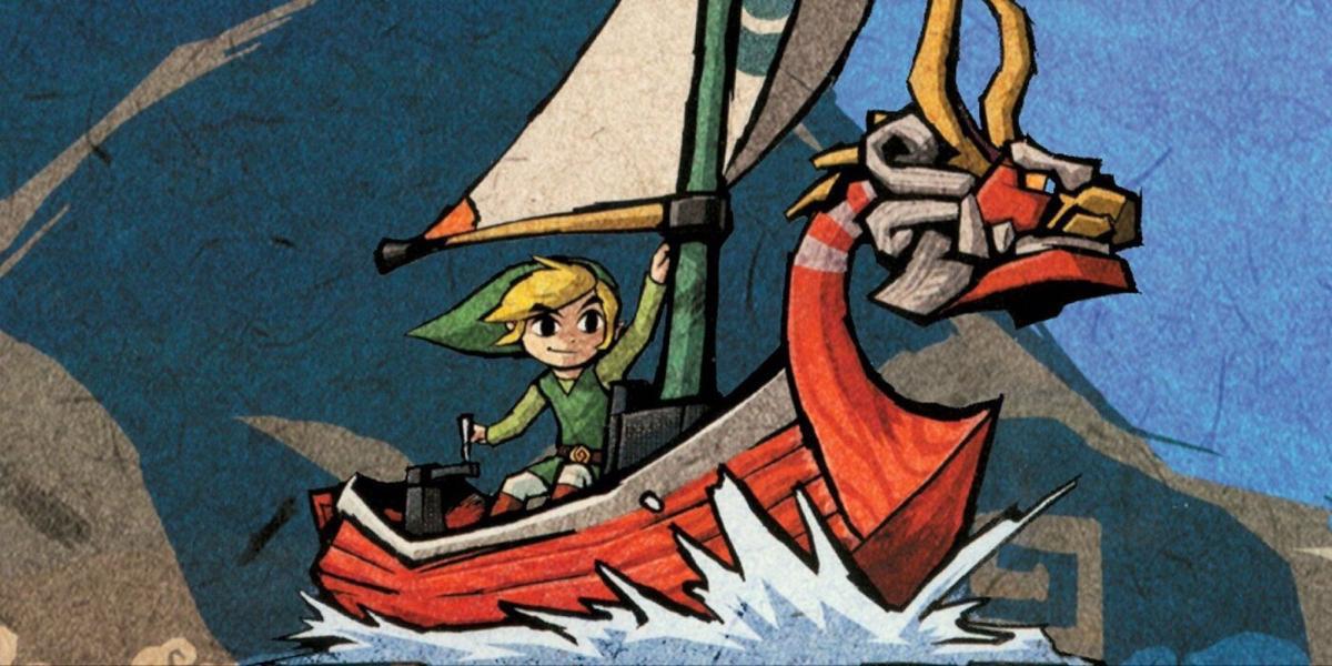 Arte promocional com personagens Link em The Legend Of Zelda The Wind Waker