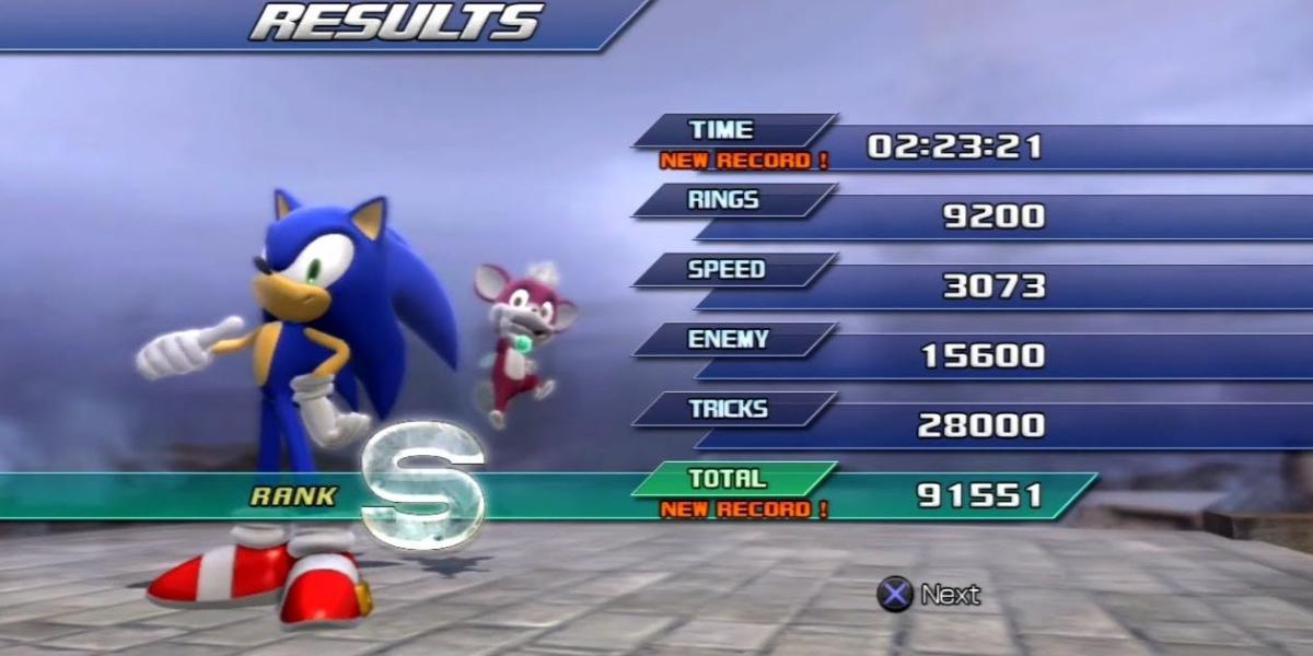 Classificação S em Sonic Unleashed