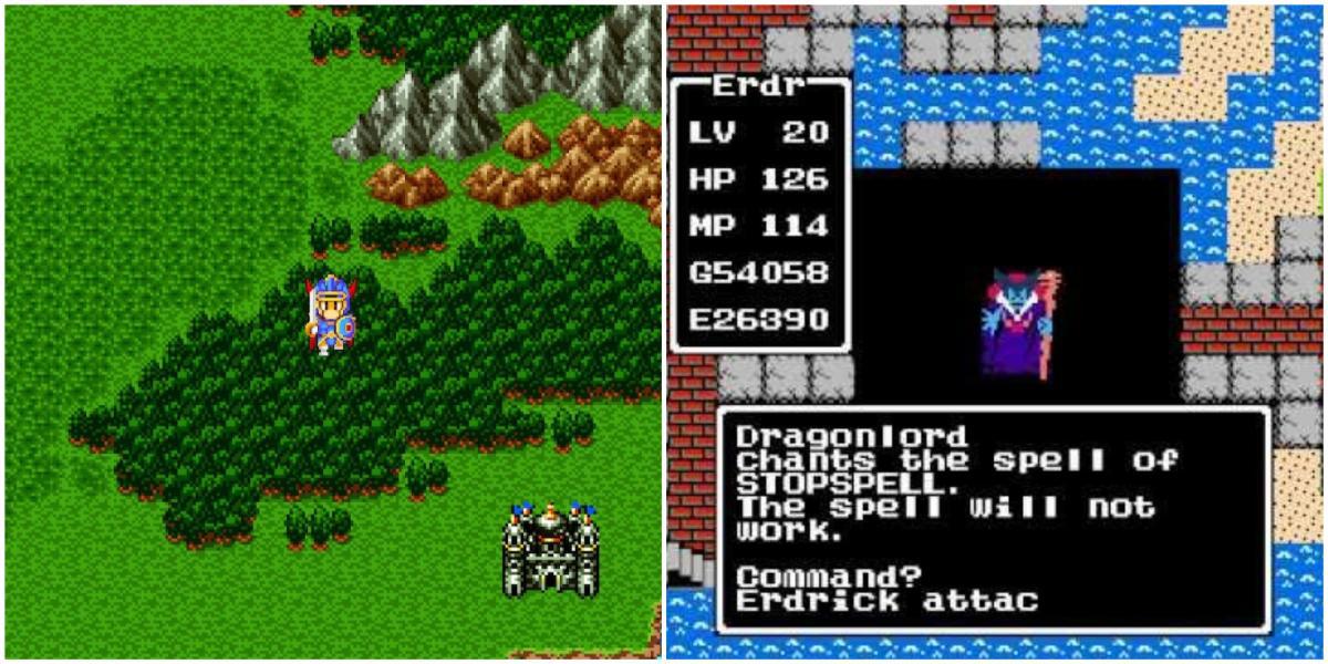 O personagem do jogador e Dragonlord em Dragon Quest