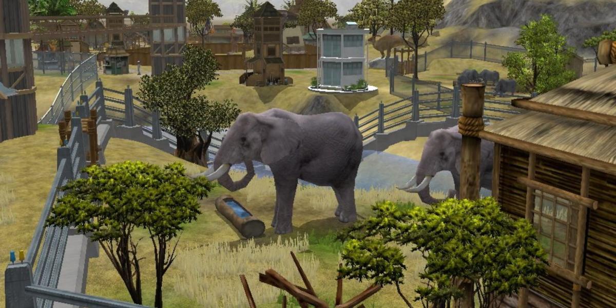 Dois elefantes em um recinto zoológico, Wildlife Park 2