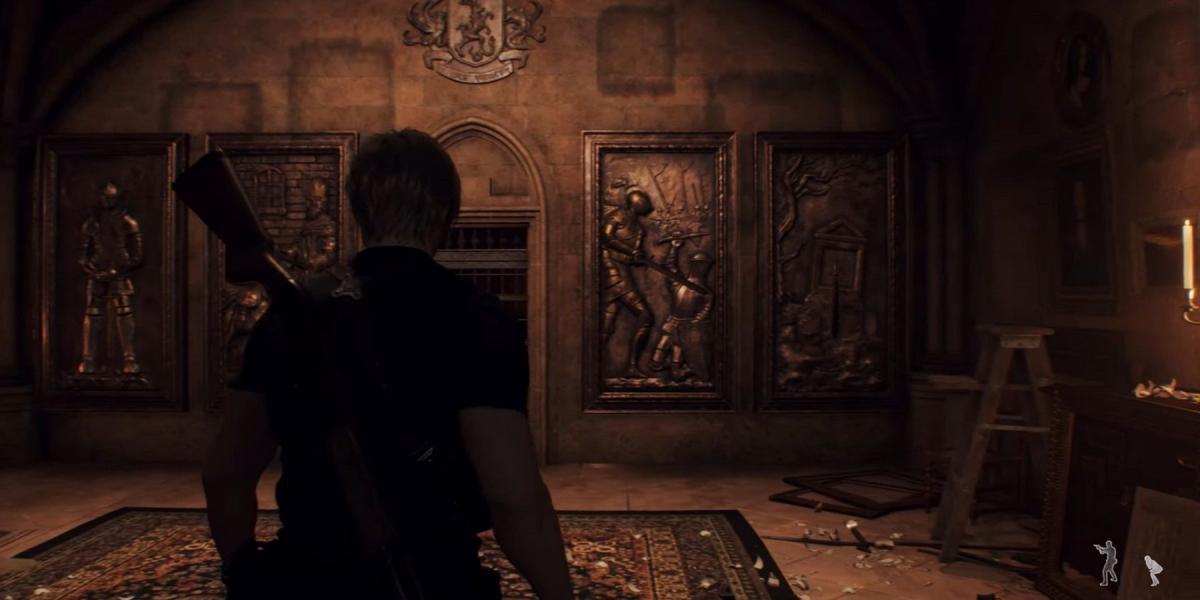 O quebra-cabeça das Quatro Espadas de Resident Evil 4.