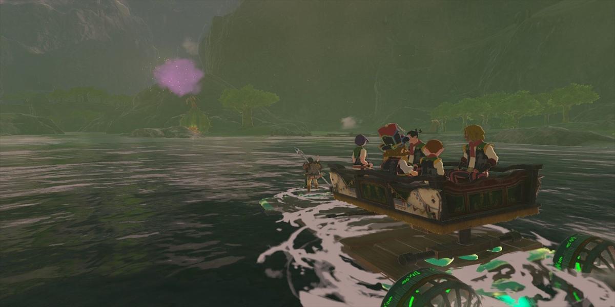 Dirigir um barco em The Legend of Zelda Tears of the Kingdom