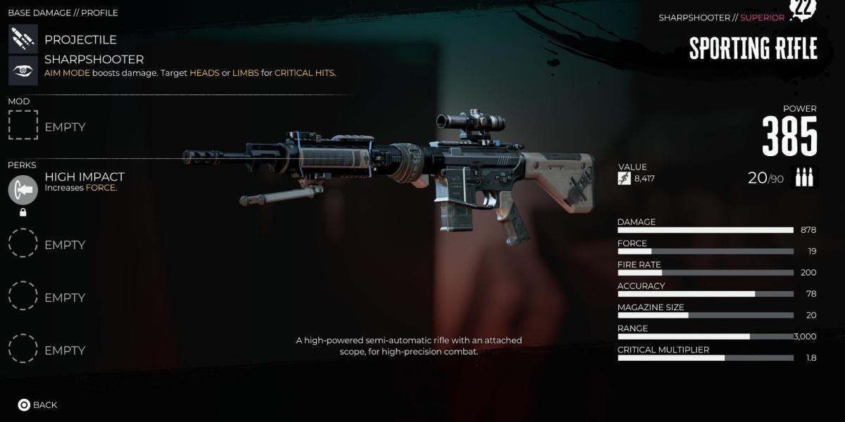 Um rifle esportivo superior em Dead Island 2