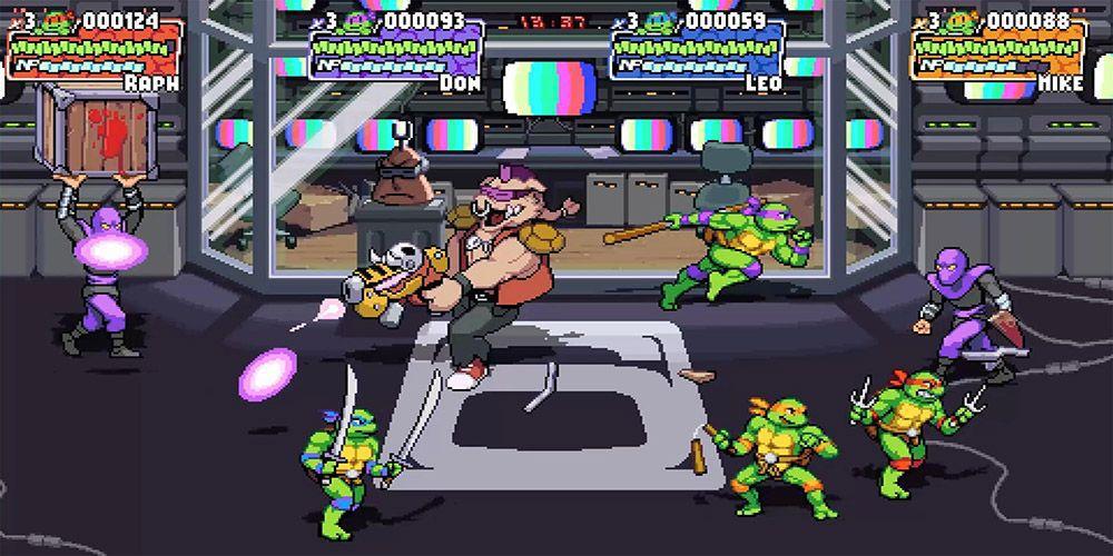 Leonardo, Michaelangelo, Raphael e Donatello lutam contra o Bebop