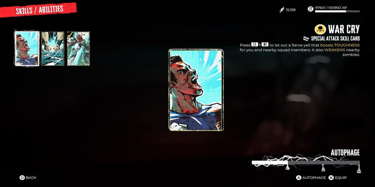 Cartão de habilidade War Cry em Dead Island 2