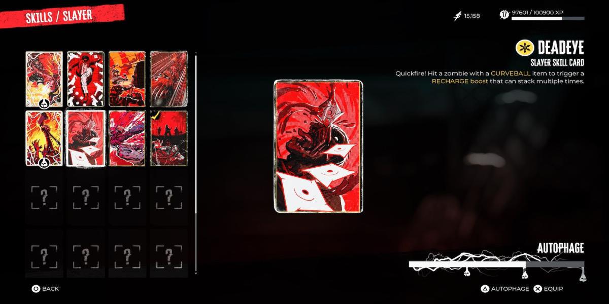 Cartão de habilidade Deadeye em Dead Island 2