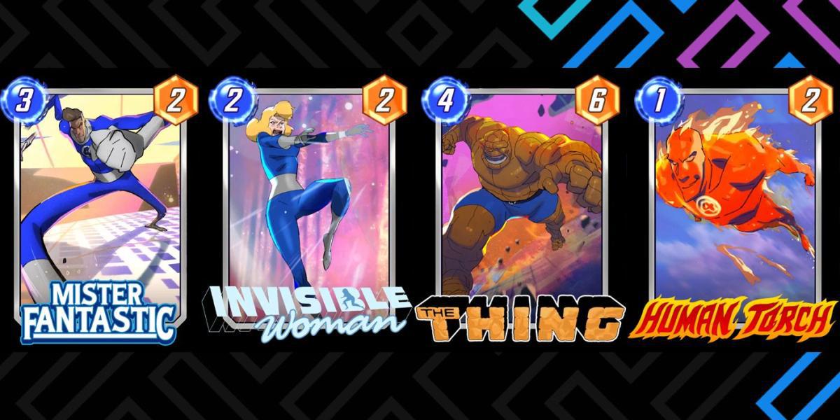 Arte de cartão variante do videoclipe Marvel Snap Hero Quarteto Fantástico