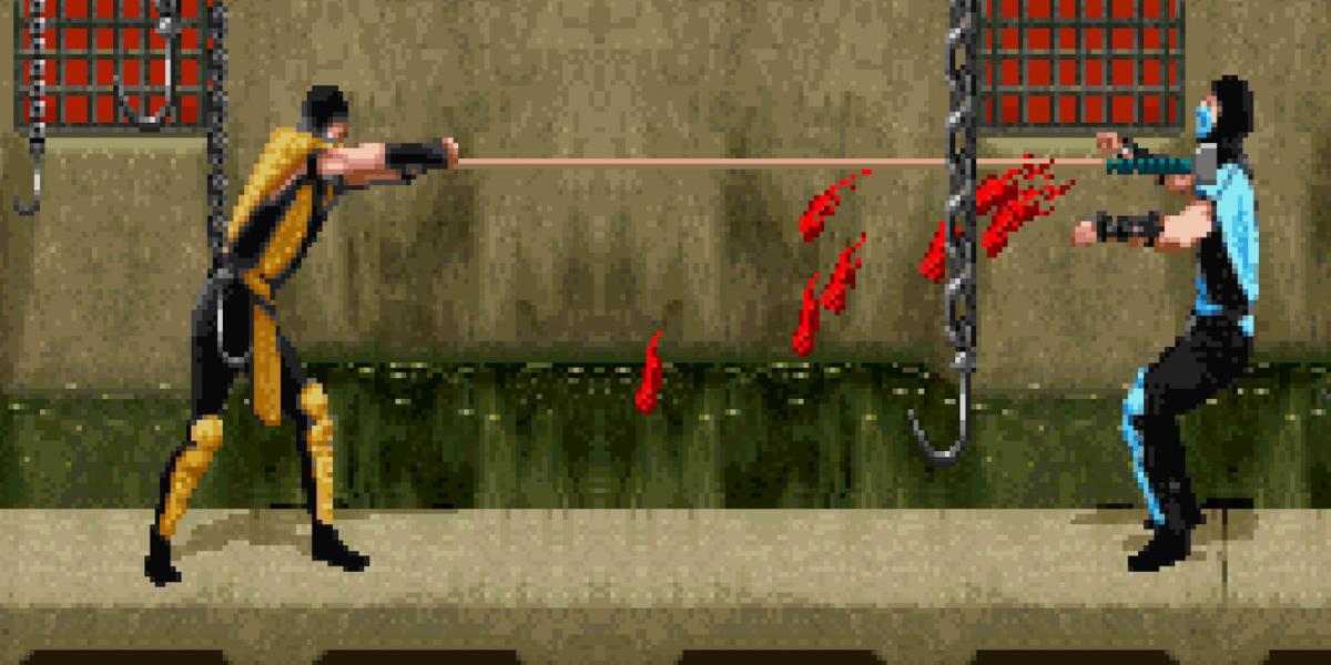 Scorpion lutando contra Sub-Zero em Mortal Kombat 2