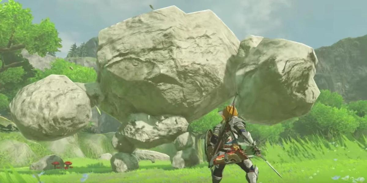 Link lutando contra um Talus de Pedra em Breath of the Wild