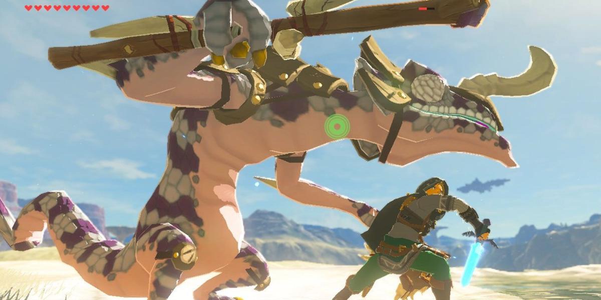 Link lutando contra um Lizalfos em Breath of the Wild