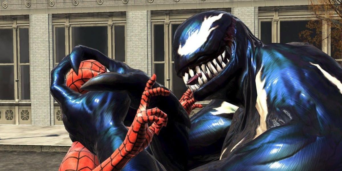 Venom e Homem-Aranha em Homem-Aranha: Teia de Sombras