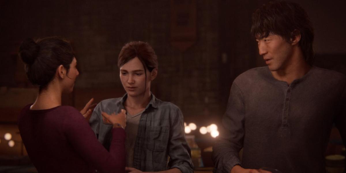 Dina, Ellie e Jesse em The Last of Us Part II.
