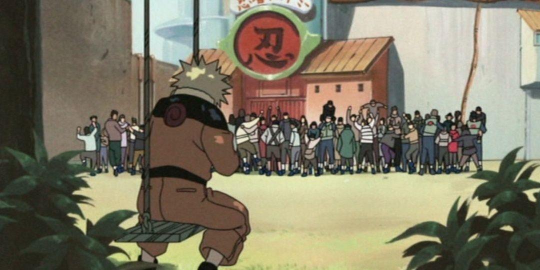 Naruto sozinho em um balanço