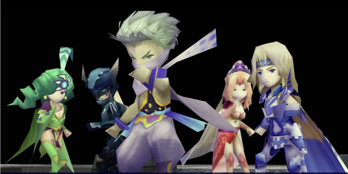 Uma cena com personagens em Final Fantasy 4