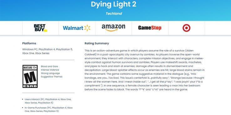 A classificação de Dying Light 2 sugere uma experiência intensa e sangrenta