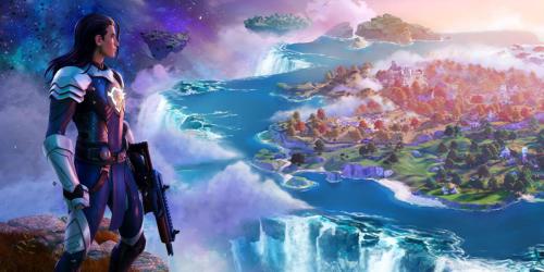 A imagem do Fortnite compara os tamanhos dos mapas dos capítulos 4 e 3